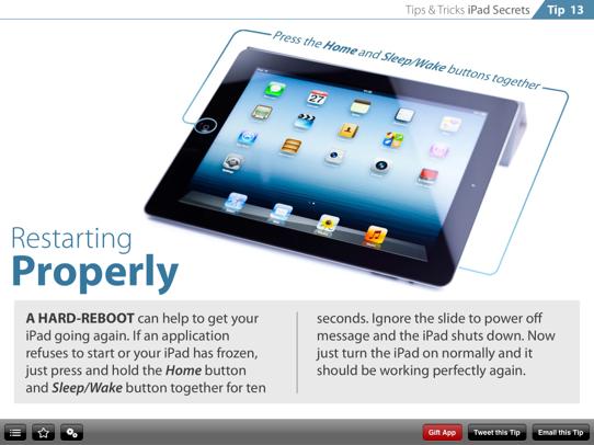 If an application refuses to start or your ipad has frozen,