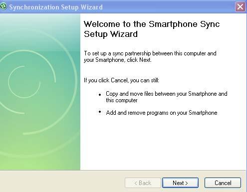 6. When you connect your phone i616 to host computer if Synchronization Setup Wizard pops up,
