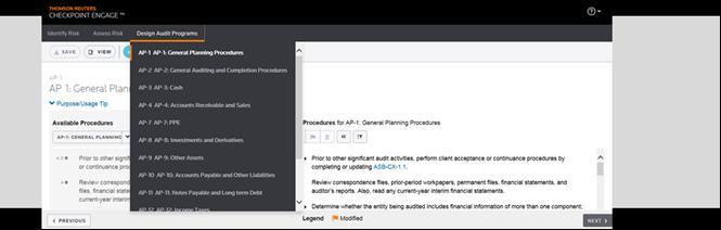 The right pane includes selected procedures for an area. Procedures in the left pane in light gray text are included in right pane.