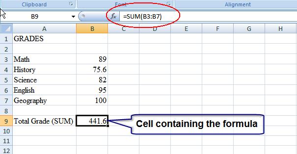 Basic Formulas Sum Adds a list of numbers.