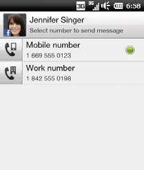 If a contact has two or more mobile phone numbers for personal use and work, you can change the primary phone number on the Contact Details screen for sending messages to the contact. 1.