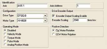 The operating mode of the drive is simply selected with one click in the PowerTools Pro Setup view.