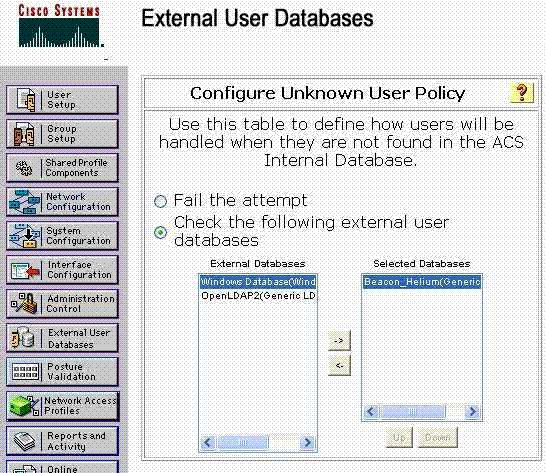 These figures outline the workflow for configuration of the Unknown User Policy, and the addition of Beacon as an External User Database to be queried.