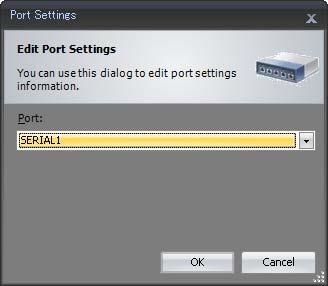 Double-click the white circle of the Operator Interface that is connected to the PLC via the Serial cable. The Port Settings dialog box will open. 2. Set Serial 1 for the Port, and click OK.