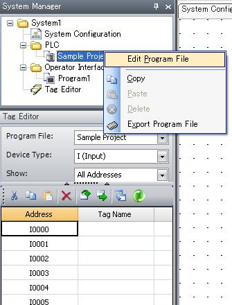 4-2 Create/Edit Program Files In this section, you will create a new program file or edit a program file associated to a PLC. 1. Select Sample Project, and click the right mouse button.