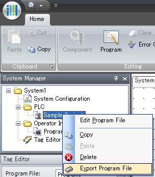 4-5 Export Program Files In this section, you will export a program file. A program file can be edited separately in WindO/I-NV2 or WindLDR, independent from WindCFG after being exported. 1.