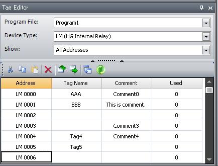 5 Tag Editor 5-1 Overview Tag Editor displays a list of device addresses that can be used for program files of a PLC and an Operator Interface registered in the system configuration.