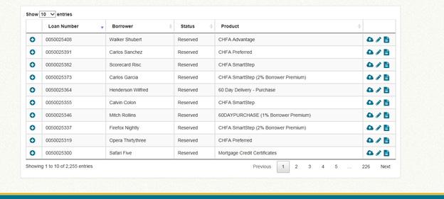 (figure 20) figure 20 Loan records can be sorted by any of the columns: Loan