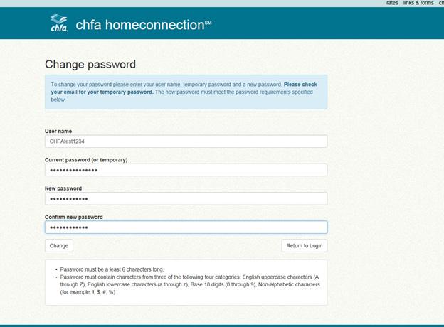 5. Enter your user name and current or temporary password, then