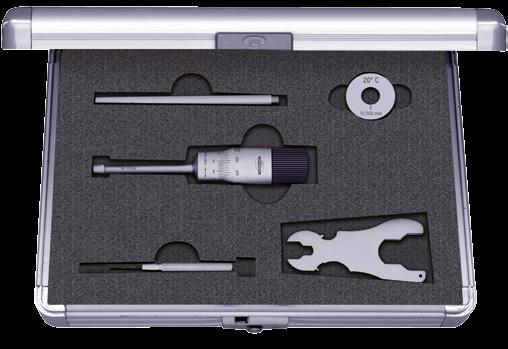 MICROMETERS THREE-POINT INTERNAL MICROMETERS, METRIC Application range 6 to 100 mm Measure close to the bottom of blind bores Allow access to deep holes using an extension delivered in standard