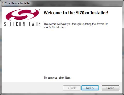 After this screen, you will see the installer for the Si701
