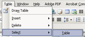 PAGE 69 - ECDL MODULE 3 (USING OFFICE 2003) - MANUAL Once the table is selected click on the down arrow next to the BORDER icon (on the Formatting toolbar) to select and apply border formats to your