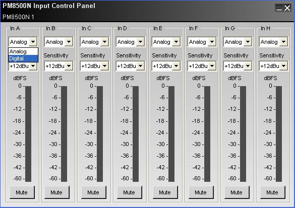 6. Managing CobraNet settings for PM8500/N With the PowerMatch amplifier the CobraNet audio is presented simply as the Digital source option selectable via the front panel or the Input control panel