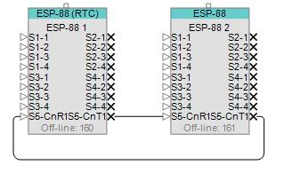 4.1 Routing Examples The first example includes two ESP-88s fitted with CobraNet I/O cards, both configured as the 8 in, 8 out variant.
