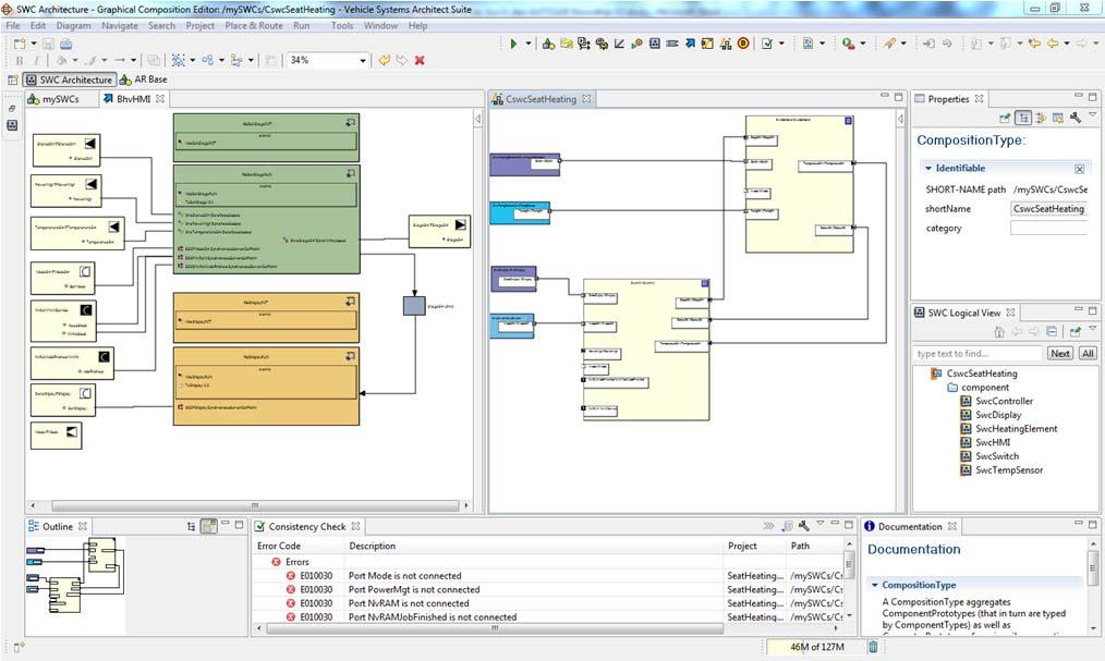 Figure 2 - VSA tool for creating AUTOSAR-compliant software architectures.