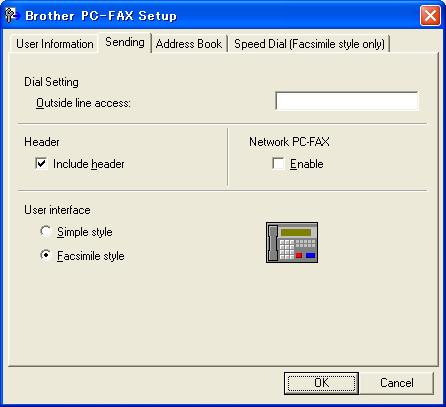 Brother PC-FAX Software (MFC models only) Sending setup 6 From the Brother PC-FAX Setup dialog box, click the Sending tab to display the screen below.