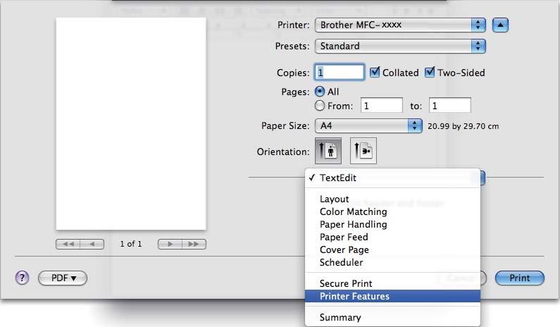 Printing and Faxing Features in the BR-Script 3 printer driver (For MFC-7470D, MFC-7860DN and MFC-7860DW) (PostScript 3 language emulation) 8 This section introduces the distinctive operations of the