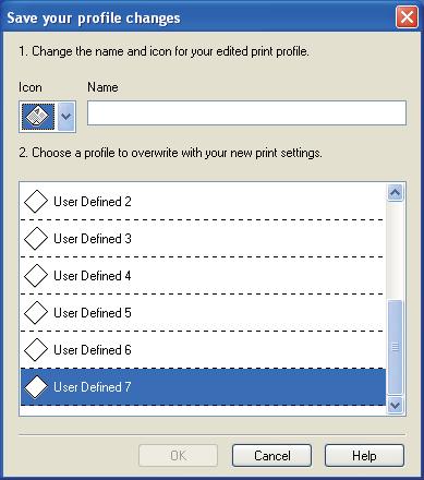 Printing Editing a print profile 2 a Configure the print settings in the print driver. See Basic tab on page 16 and Advanced tab on page 21. b Click the Print Profiles tab.