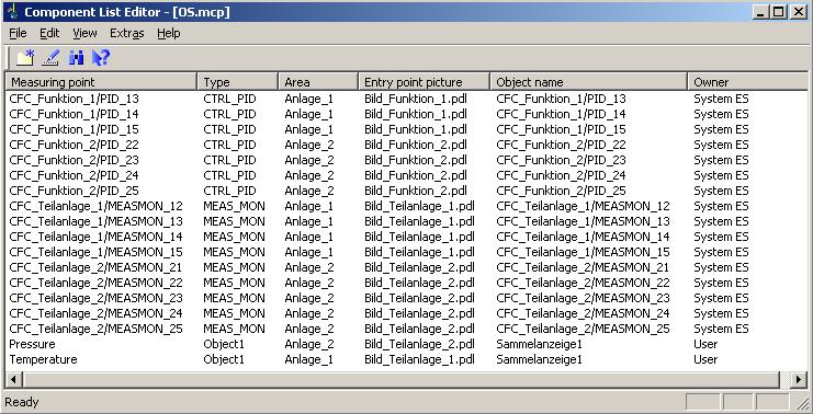 Component List Editor 8.1 General Information About the Component List Editor Using the editor The Component List Editor is only available WinCC single-user projects and multi-user projects.