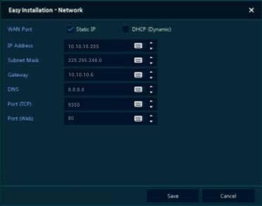 Complete the fields to enter the IP address and all necessary parameters and click Save.