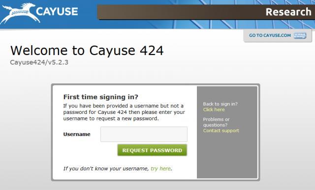 Creating Your Password If you know your Cayuse 424 username but have never signed in before, follow these steps to create a password.