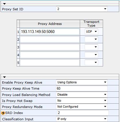 Microsoft Lync & BT One Voice SIP Trunk 3. Configure a Proxy Set for the BT One Voice SIP Trunk: Parameter Value Proxy Set ID 2 Proxy Address 193.113.149.