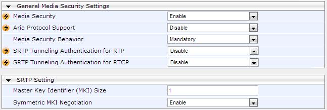 Microsoft Lync & BT One Voice SIP Trunk 4.9 Step 9: Configure SRTP This step describes how to configure media security.