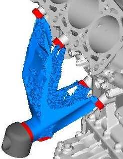 dynamic stiffness targets for the bracket were not achieved with engine design stage 1