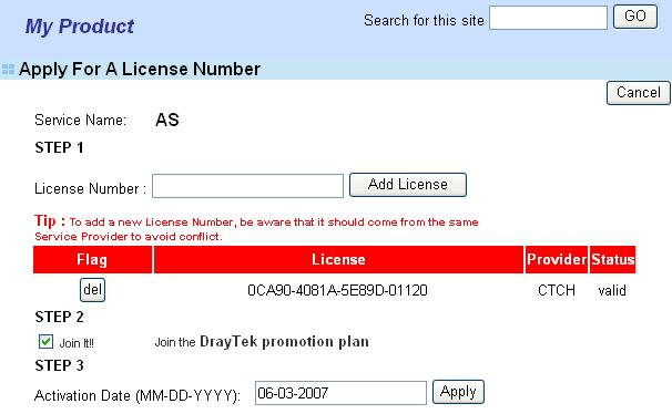 8. Now, the license number will be displayed on the page