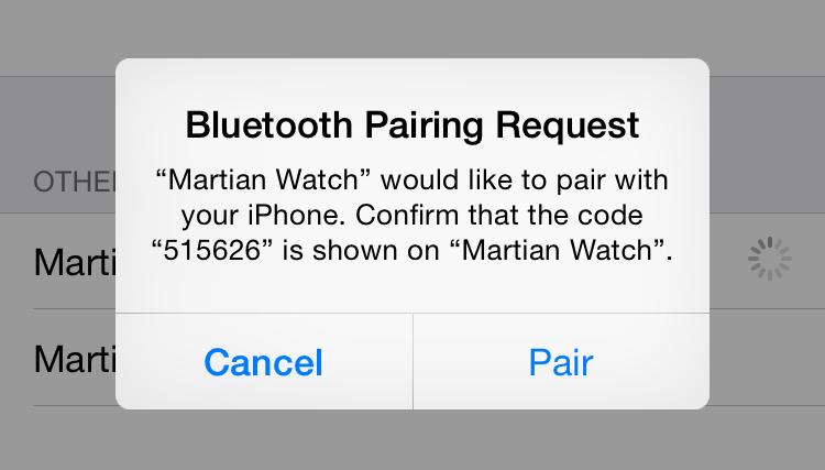 you see Pair Ready You will see Martian Watch show up on your Bluetooth list Tap on Martian Watch, which