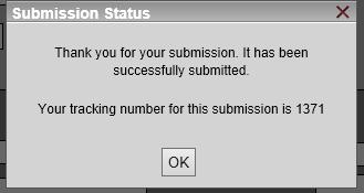 Clicking on this button generates the following message for the Preparer to confirm that the report has been submitted to the Preparer successfully: **Please Note: The system generated tracking
