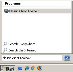 Click on it to launch the classic client toolbox. Figure 13 - Windows 8 Start Menu Windows 7 1.