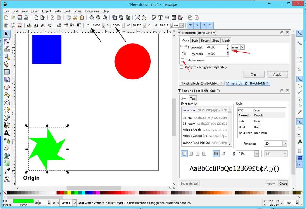 Transforming Objects in Inkscape Transform Menu Many of the tools for transforming objects are located in the Transform menu. (You can open the menu in Object > Transform, or by clicking SHIFT+CTRL+M.
