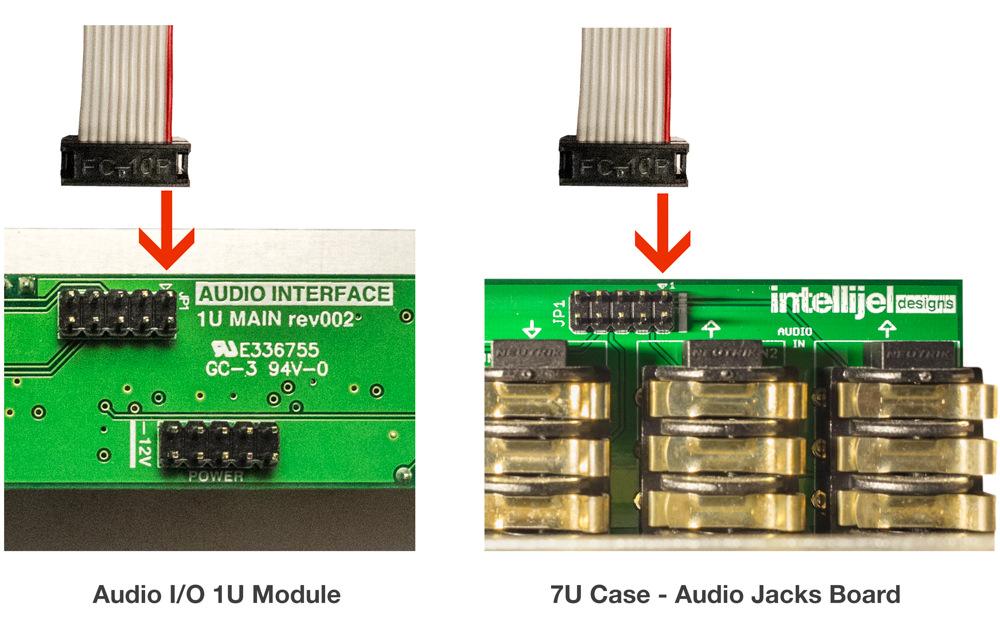 Connecting the TRS Jacks on the 7U Case The main Audio I/O 1U module ships with a ribbon cable for connecting to a set of ¼ TRS audio jacks either those built-in to the Intellijel 7U case or those