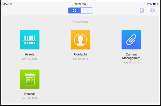 Install Filemaker Go 14 on your ipad Verify that it works The Filemaker Go "Launch Center" has some default databases you might find