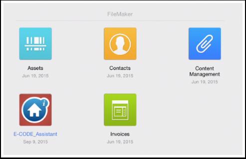 Install E-CODE Assistant You may see the Filemaker Go Launch Center,