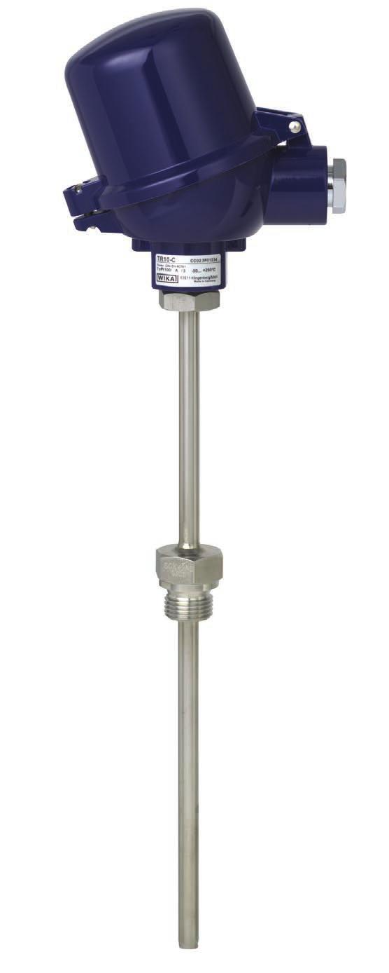 screw-fitting directly into the process, mainly in vessels and pipelines. These thermometers are suitable for liquid and gaseous media under moderate mechanical load and normal chemical conditions.