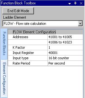 Select the FLOW function by clicking on it once with the left mouse button. Complete the FLOW function Element Configuration as shown in Figure 48. Save the program as FLOWDEMO.tpj.