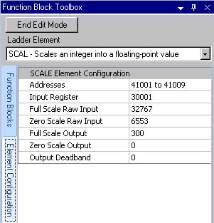 Select the SCAL function by clicking on it once with the left mouse button. Complete the SCAL function Element Configuration as shown in Figure 50.
