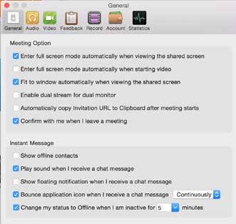Settings: General for Mac Only The General settings allow you to select Application, Content Sharing and Instant Message settings:.