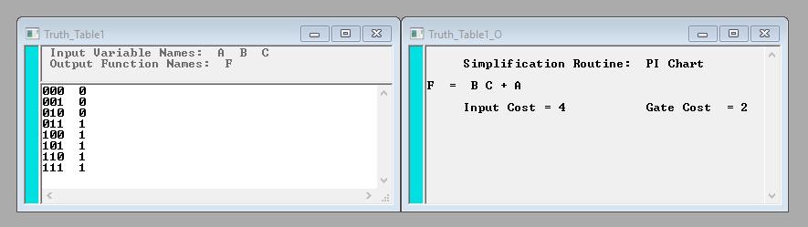 Ex: Use LogicAid to derive the simplified expression for the following truth table.