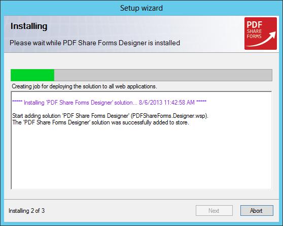 10. Select SharePoint sites where to activate PDF Share Forms Designer feature and click Next : 11.
