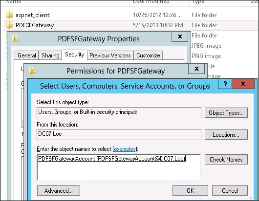 Enter PDFSF Gateway account and click Ok