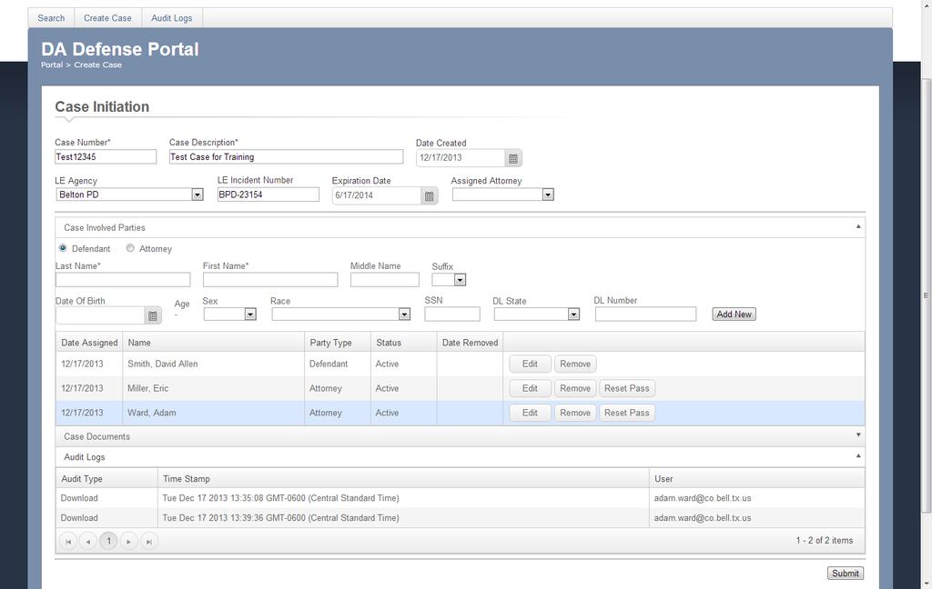 III. Auditing The E-Discovery portal contains auditing capabilities to determine when attorneys have logged into the