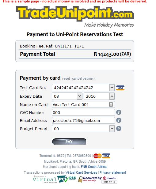 VCS page will then appear to complete the payment proses Once payment has gone through successfully,