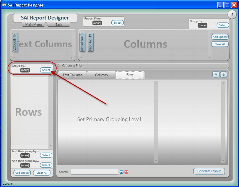 Lesson 7 Generating Reports From the Ground-Up Report Designer Select the Primary Grouping Level in the Rows area 12.