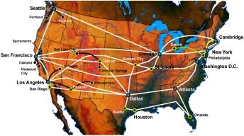 Figure 2: AT&T Optical Backbone destinations randomly chosen.