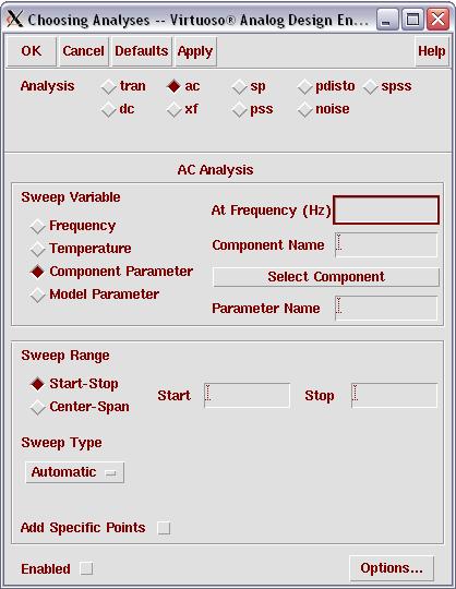 b. Chose the Component Parameter that you would like to vary during the simulation by