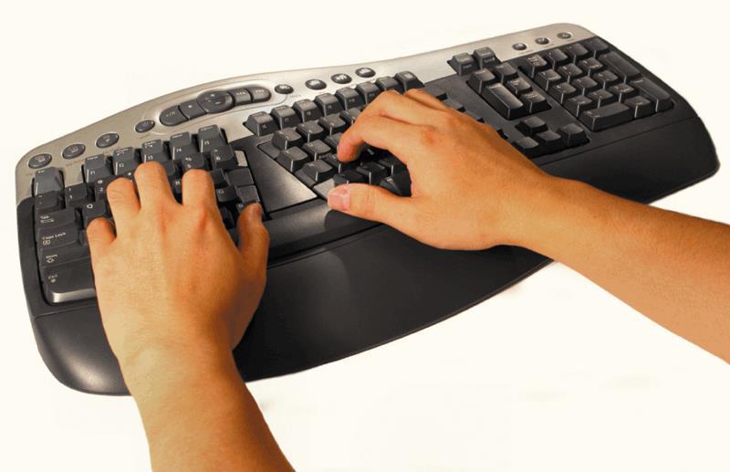 The Keyboard An ergonomic keyboard has a design that reduces the chance of wrist and hand injuries