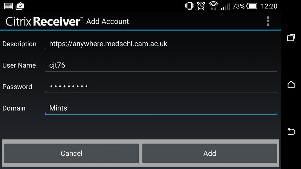The account will be added to your device and will be listed in the available
